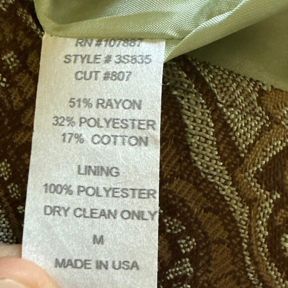 Women’s 3 Sisters Cream Green Paisley Button Pea Coat Size Medium - Picture 4 of 5